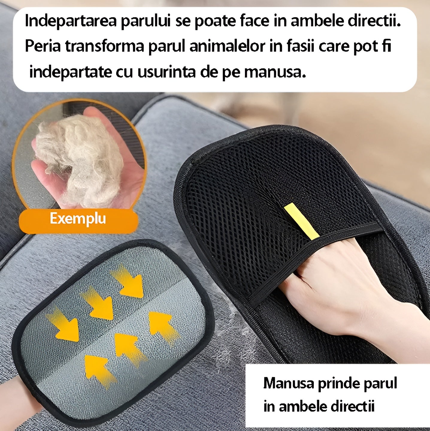 Mănușă-Perie pentru Păr de Animale – Curățare Rapidă, Fără Efort